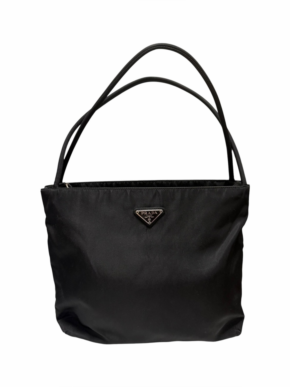 Prada Solid Black Nylon Shoulder Handbag